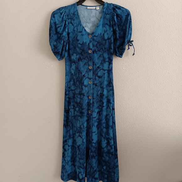 Susan Graver Regular Liquid Knit Elbow Sleeve Midi Dress , Caramel Sz  a607358 - Picture 2 of 5